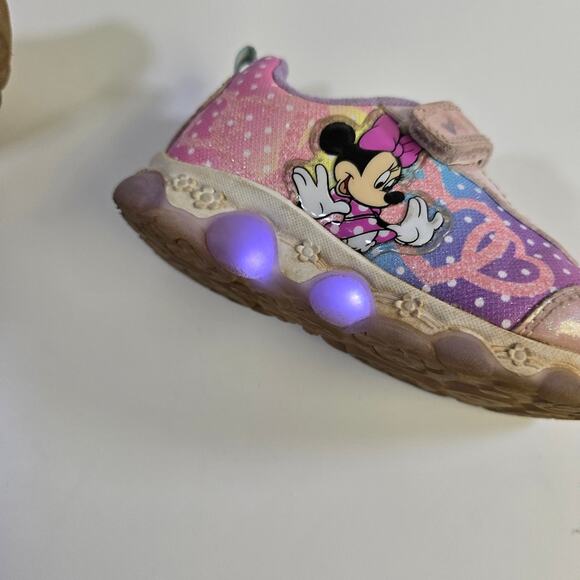 Disney Minne Mouse Light up Velcro Sneakers size 10 - Picture 7 of 13